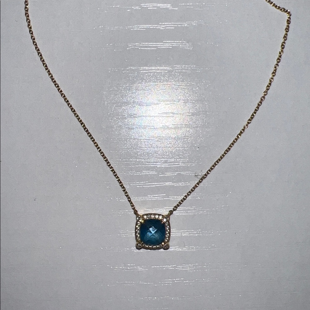 Authentic David Yurman CHATELAINE® PAVÉ BEZEL PENDANT NECKLACE